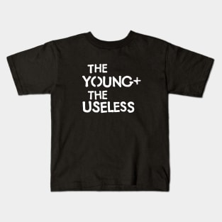 The Young and the Useless Grafitti Stencil Logo White Kids T-Shirt